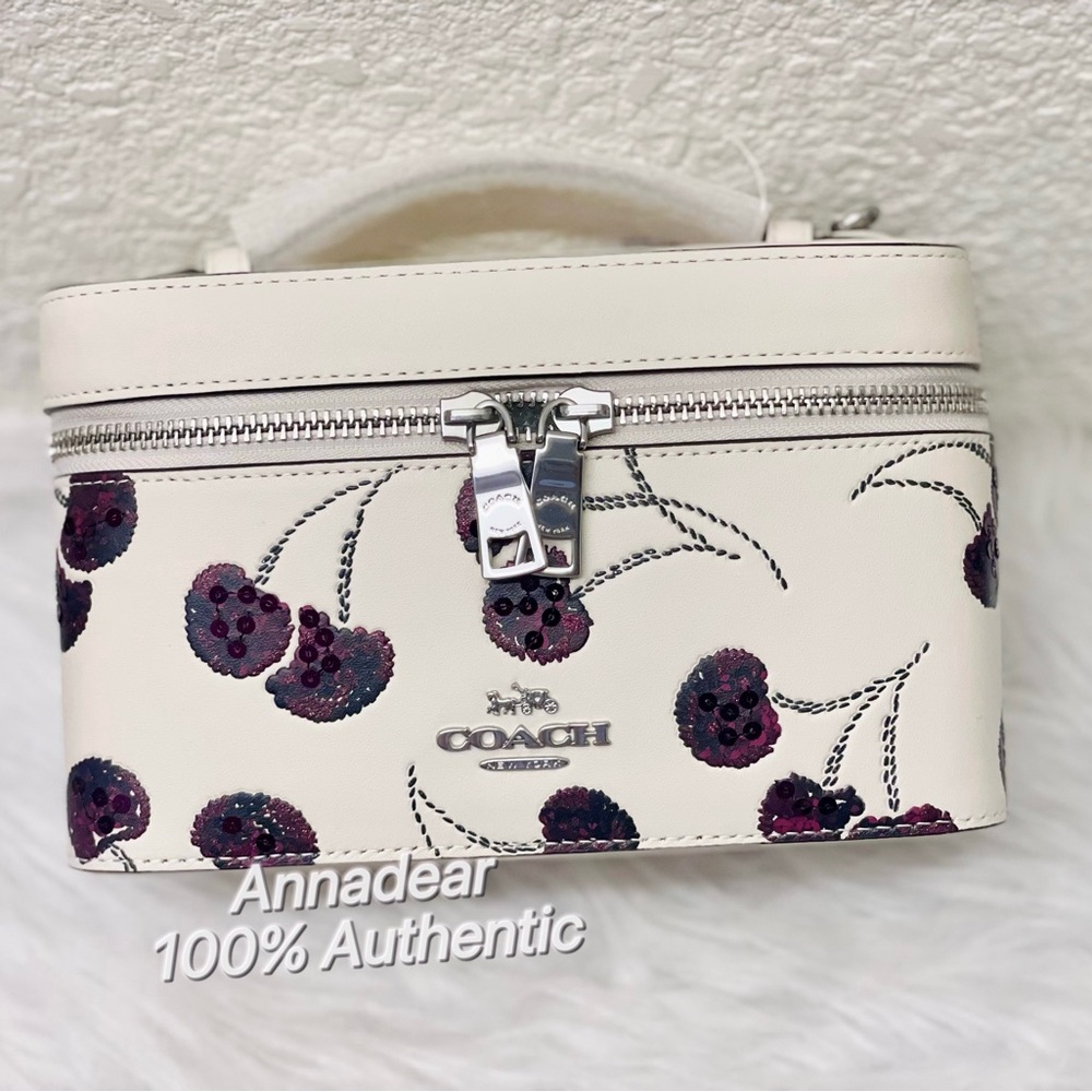 NWT Coach Cosmetic Case With Cherry Print in Chalk Multi CDC13 - Picture 2 of 11